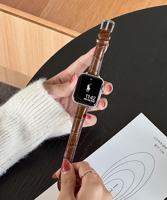 투명샵 [신상✨/밤부🤎] 애플워치 밤부슬림 가죽 스트랩 애플워치 7 6 5 4 3 액티브 2 스트랩 프로 클래식