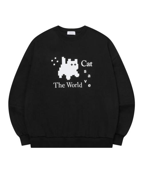 캣세이브더월드(CATSAVETHEWORLD)  [무센트 X 캣세월 콜라보] 픽셀 아트 맨투맨 (2컬러) - 사이즈 & 후기 | 무신사
