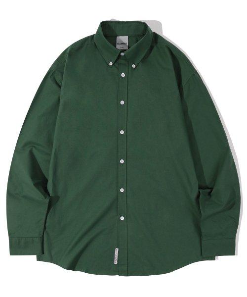 오버핏 버튼 다운 옥스포드 셔츠-그린