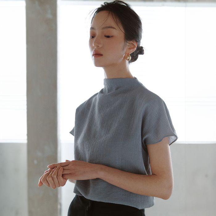 [29CM 단독] Fleur Pleats Blouse_purplegray