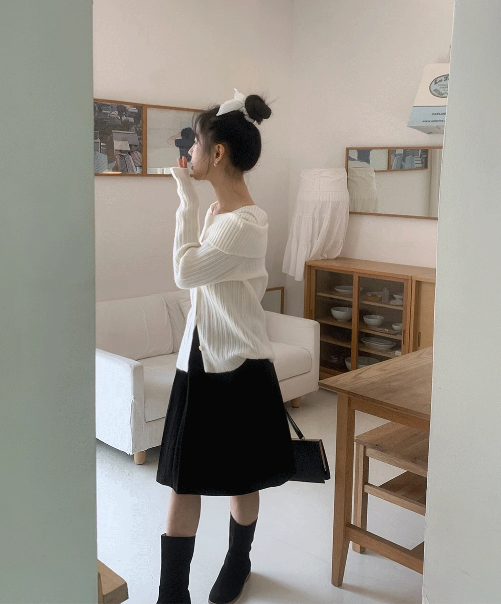 세빈 울 플리츠 미디 스커트 (2color)