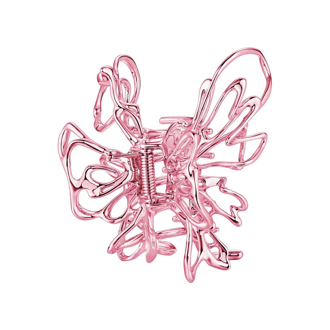 Ripple / Colored Liquefied Metal Butterfly Hair Claw Clip - Large / Pink