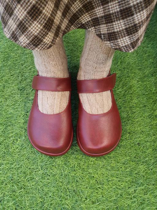 메리제인 가죽운동화 - 레드샴페인