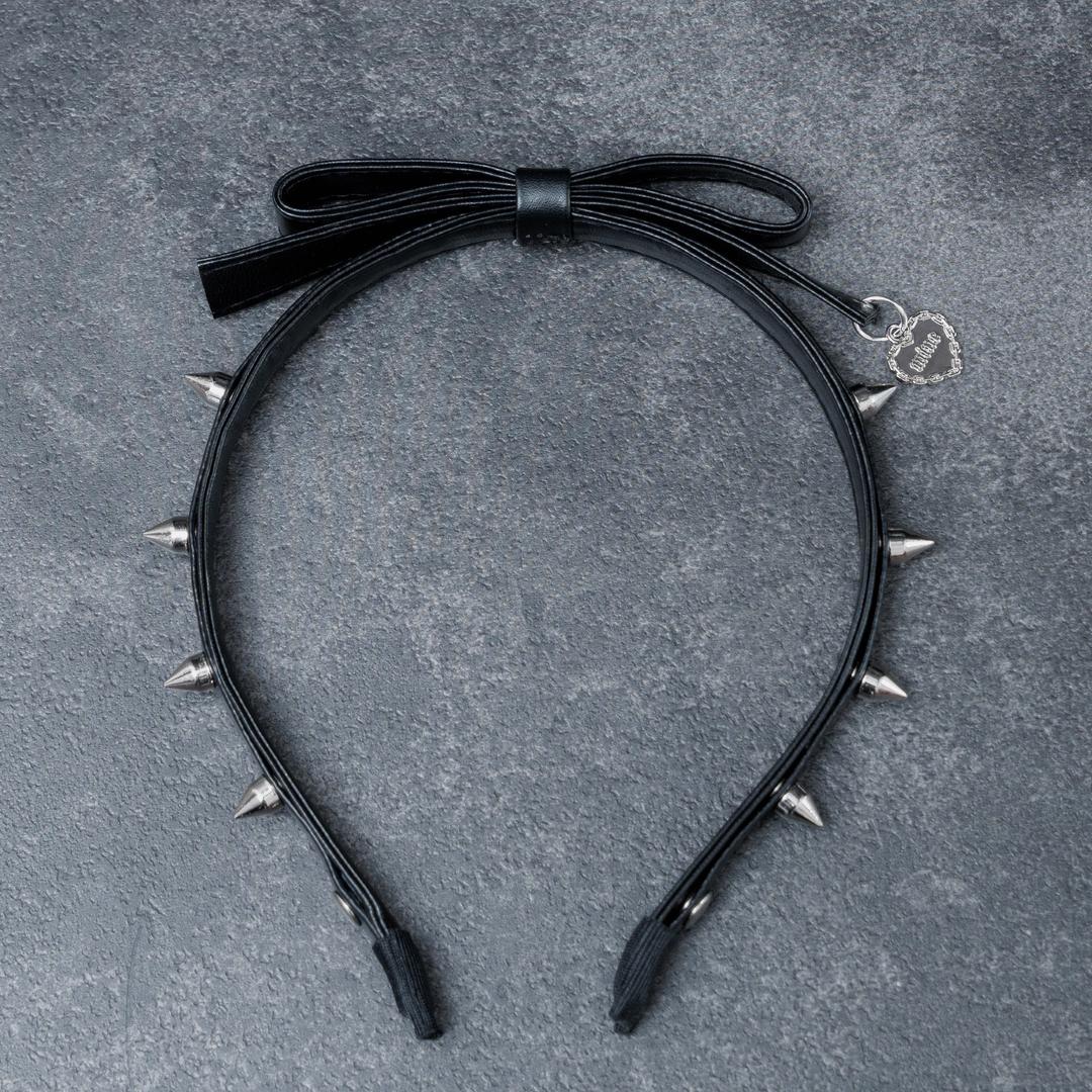 《mine》スタッズリボンカチューシャ - レザー