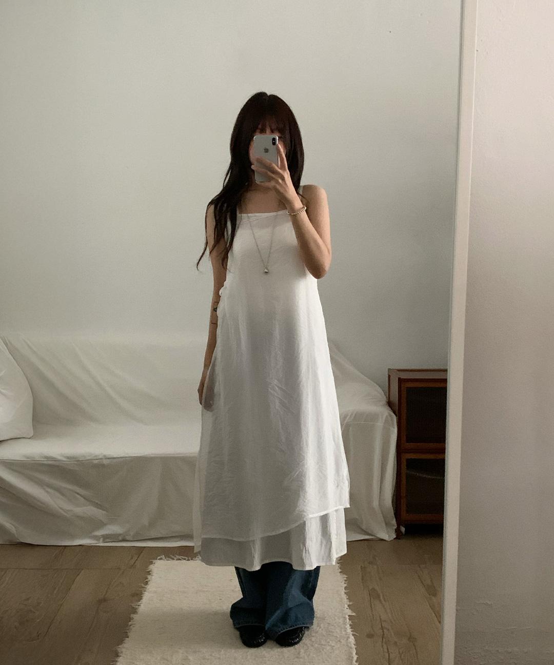 오베럴 [봄신상💛] 트위 레이어드 원피스 롱원피스 / 1주일 소요