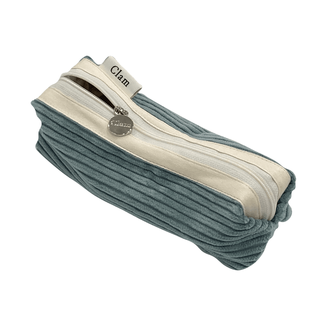 Clam round pencilcase _ Corduroy dolphin