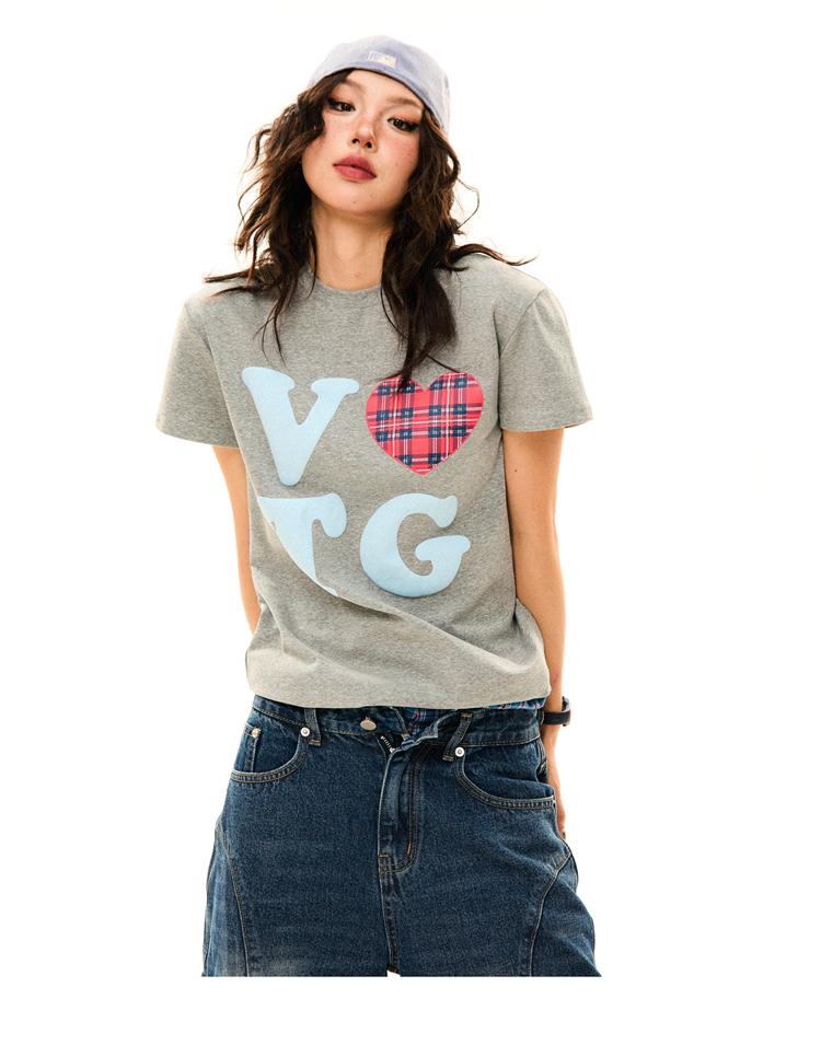 YOUNG STAGE Retro Love Letter Patch T-Shirt (2color)