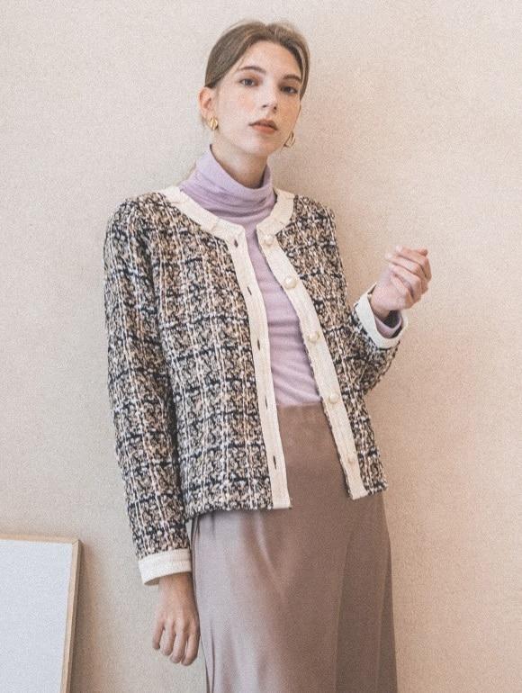 [15% 쿠폰]트위드 배색 재킷(CXAJKE1)