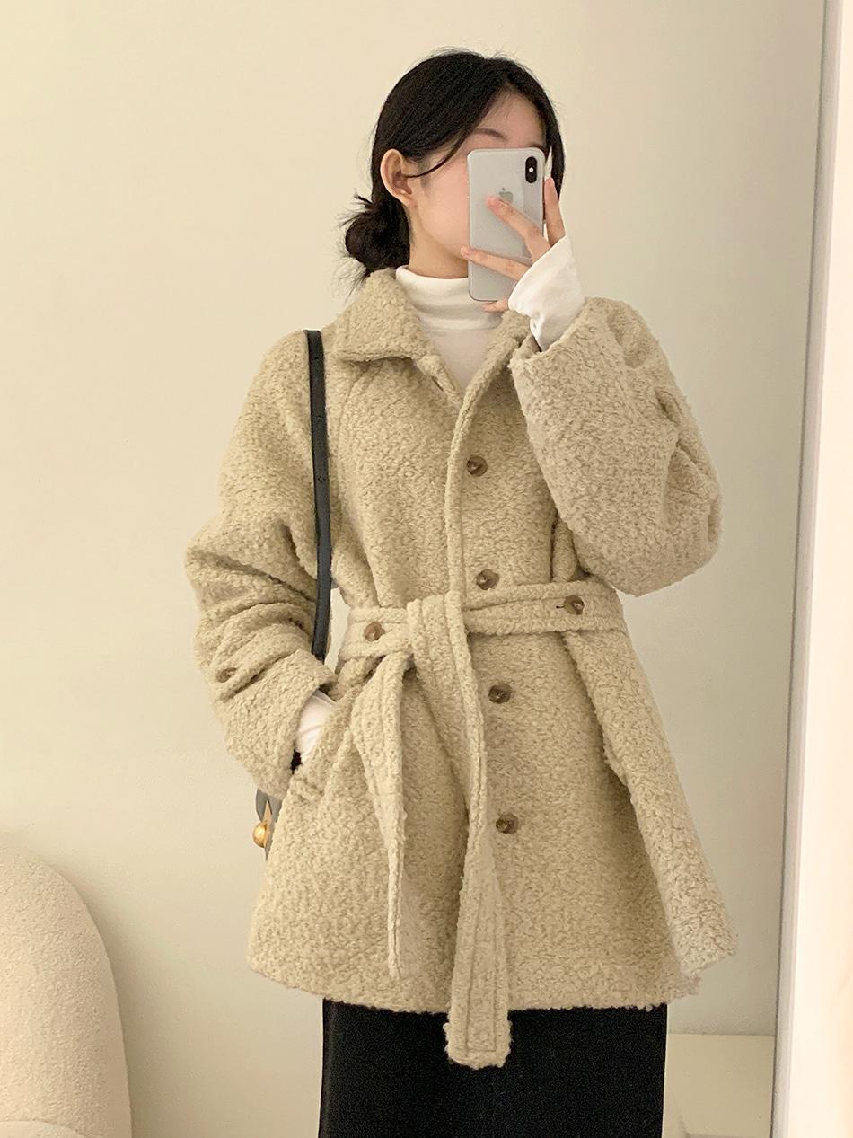 푸들 부클 하프 코트