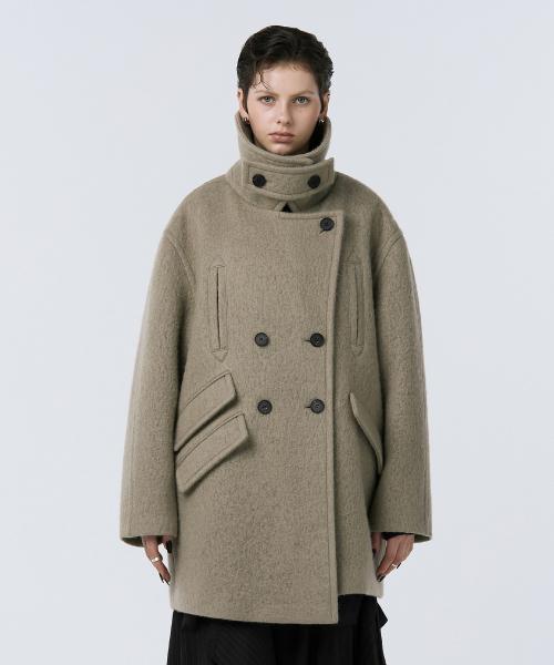 Hairy Double Half Coat [ Beige ]