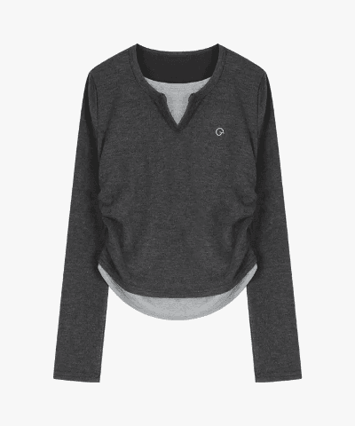 겟야 [특가세일] JNS903* 데일리 심플 배색 레이어드 긴팔 티셔츠