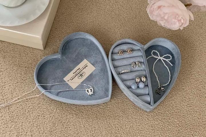 벨벳 하트 레트링 악세사리 보관함 주얼리 케이스 3colors