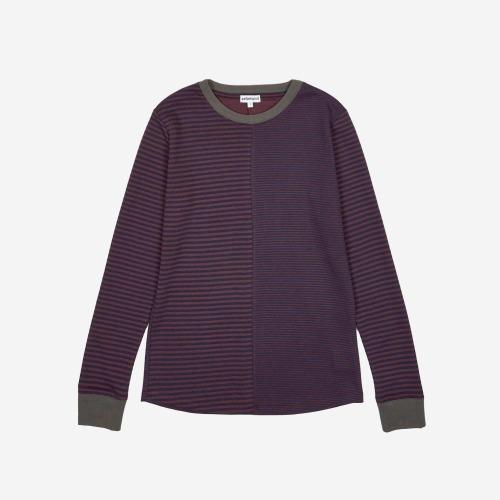 BLOCK STRIPE L/S (BURGUNDY/NAVY/KHAKI)