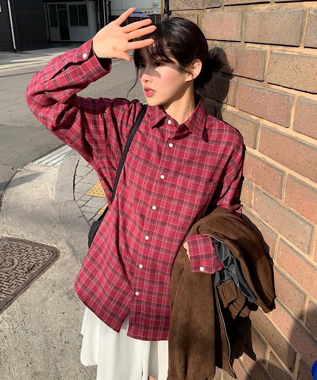대디 빈티지 피치 기모 체크 셔츠 (2color)