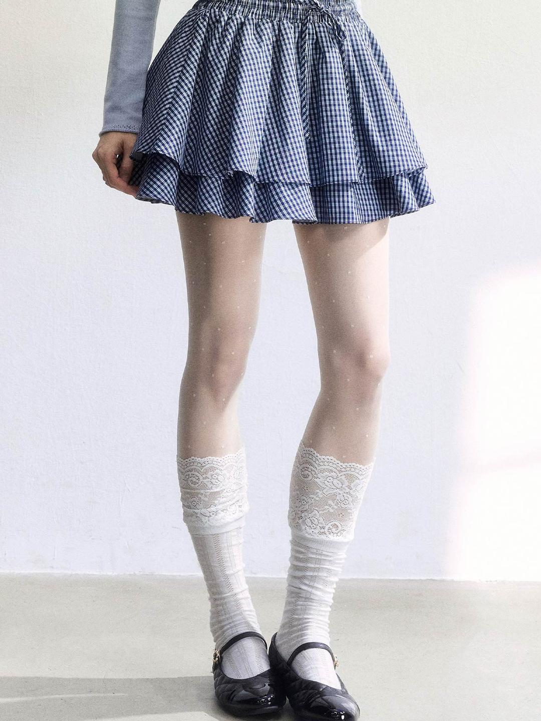 [FRAGILE HEART] Checkered String Ruffle Skirt