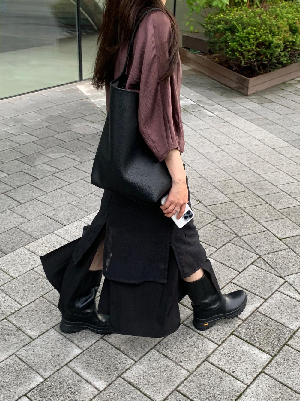 [리어스 제작] 크링클 레이어 스커트 (black)