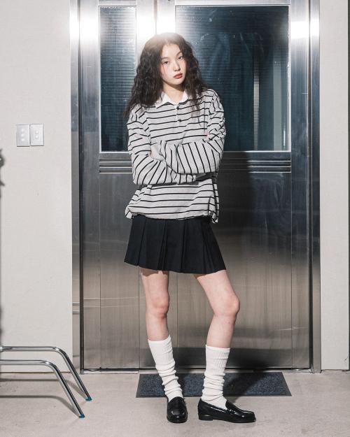 FF STRIPE RUGBY SWEATSHIRT(GREY)