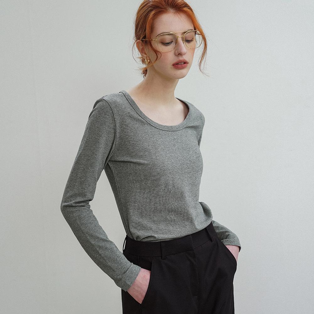 SITP5119 스쿱넥 코튼 텐션 티셔츠_Melange gray