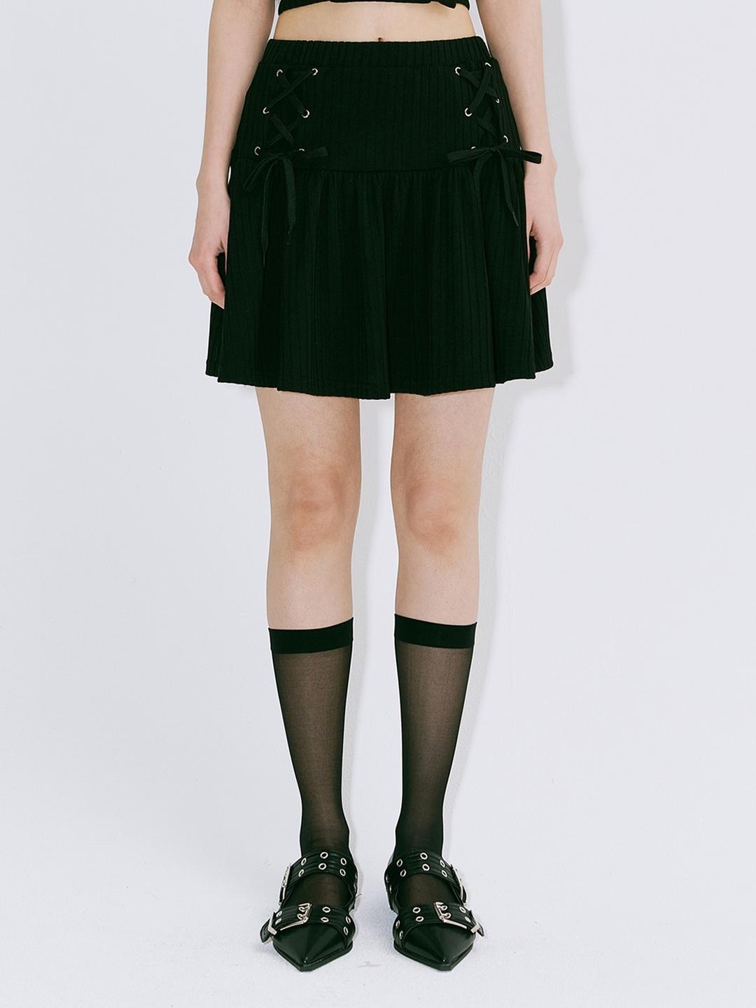 LACE-UP BALLET SKIRT_BLACK