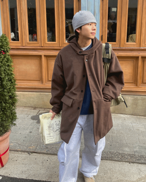 오이호포 hoodie half coat (2colors)