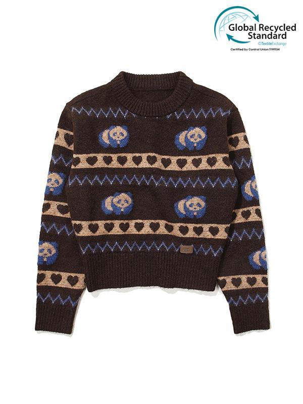 팬더 자가드 스웨터 (브라운)