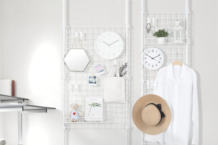 이지락 화이트 메쉬 파티션 행거 선반 이동식 가림막 철 메쉬망 높이 폭 조절가능