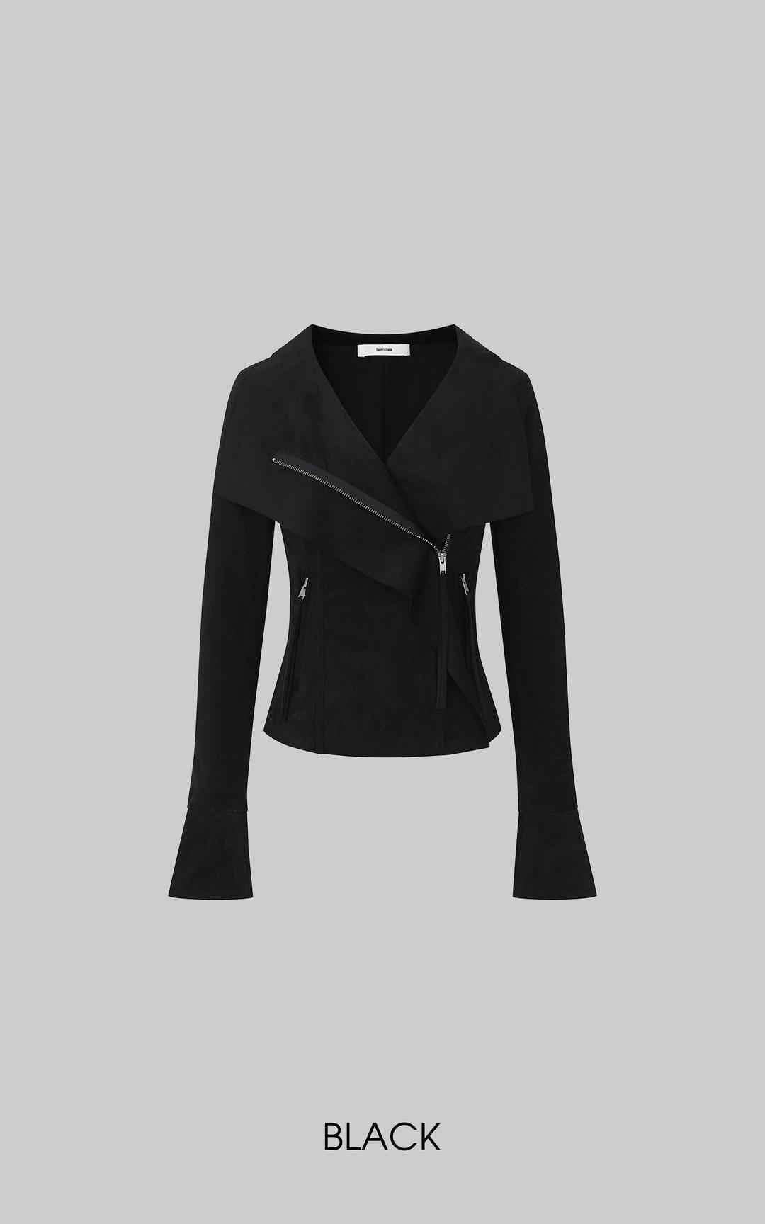 <tc>IAMXIAA</tc> 비대칭 지퍼 크롭 모토 재킷