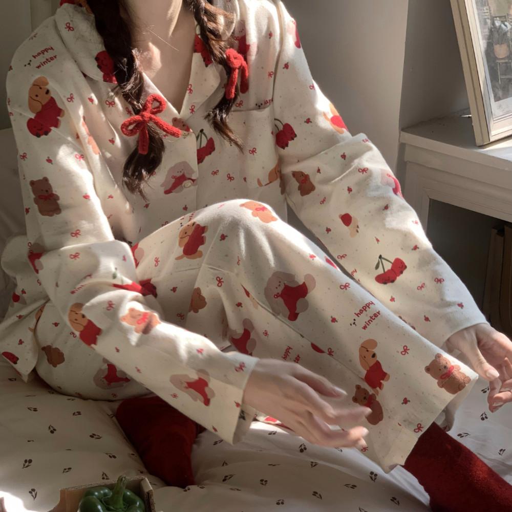 해피윈터 면 잠옷 파자마 세트