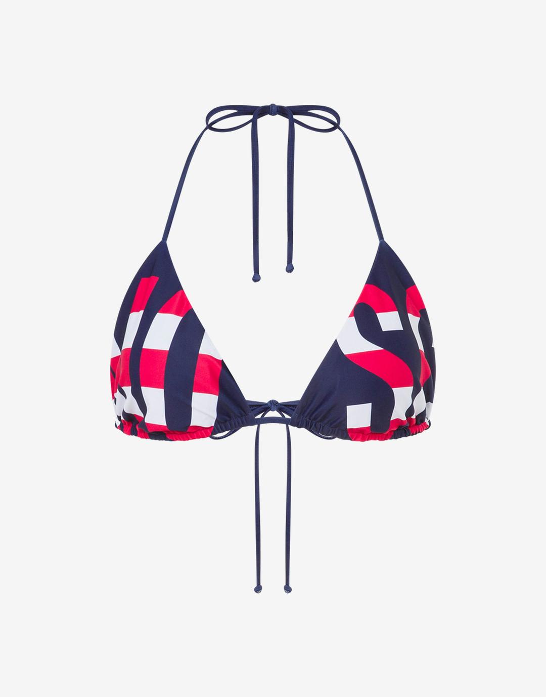 Striped Lettering Logo Triangle Bikini Top | Shop Online