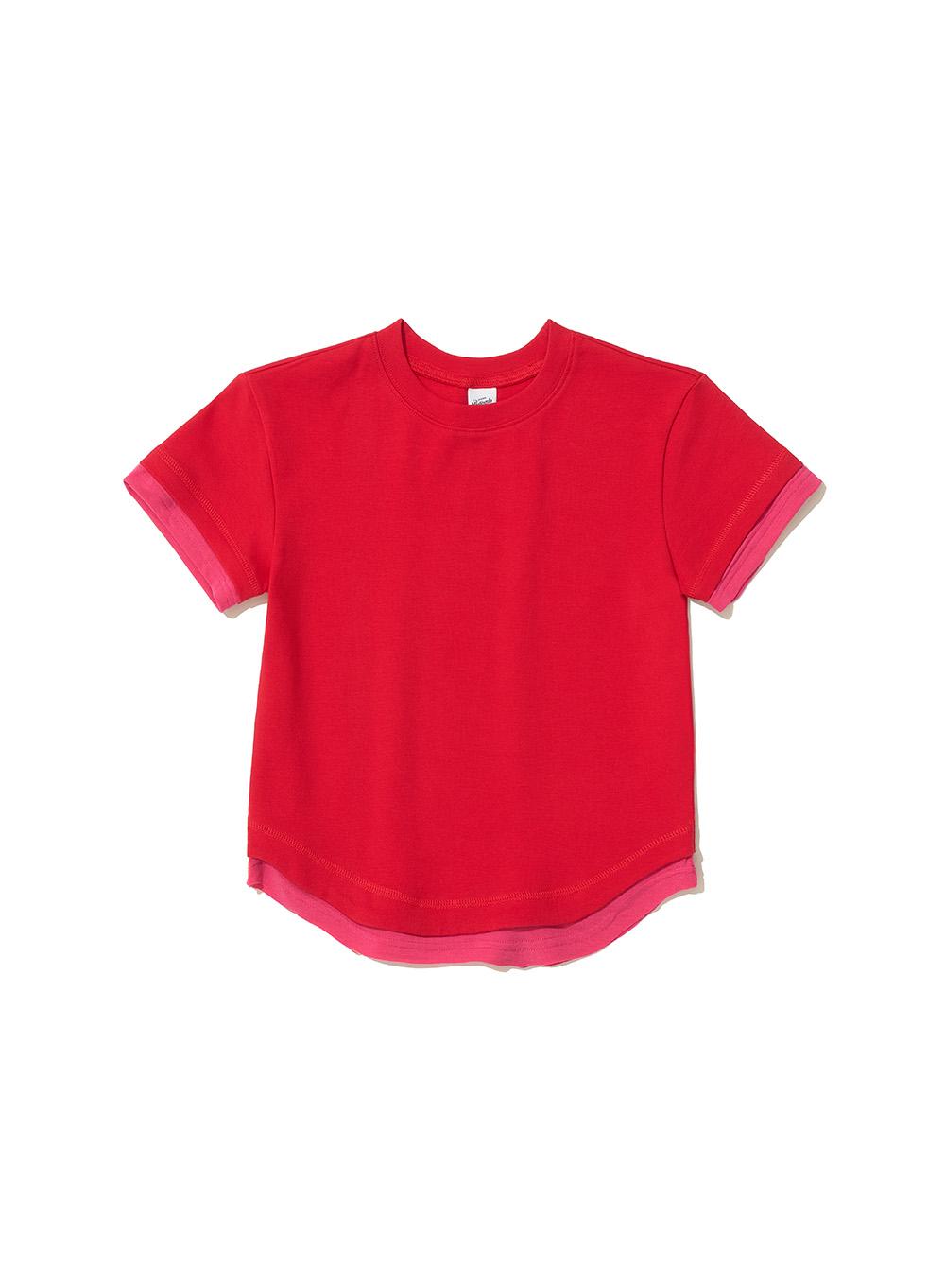 [WOMEN] LAYERED SHORT SLEEVE TEE_RED