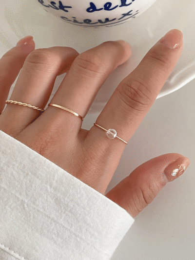 [5pcs]퓨어 비즈 레이어드 링 실 반지 세트(2color)