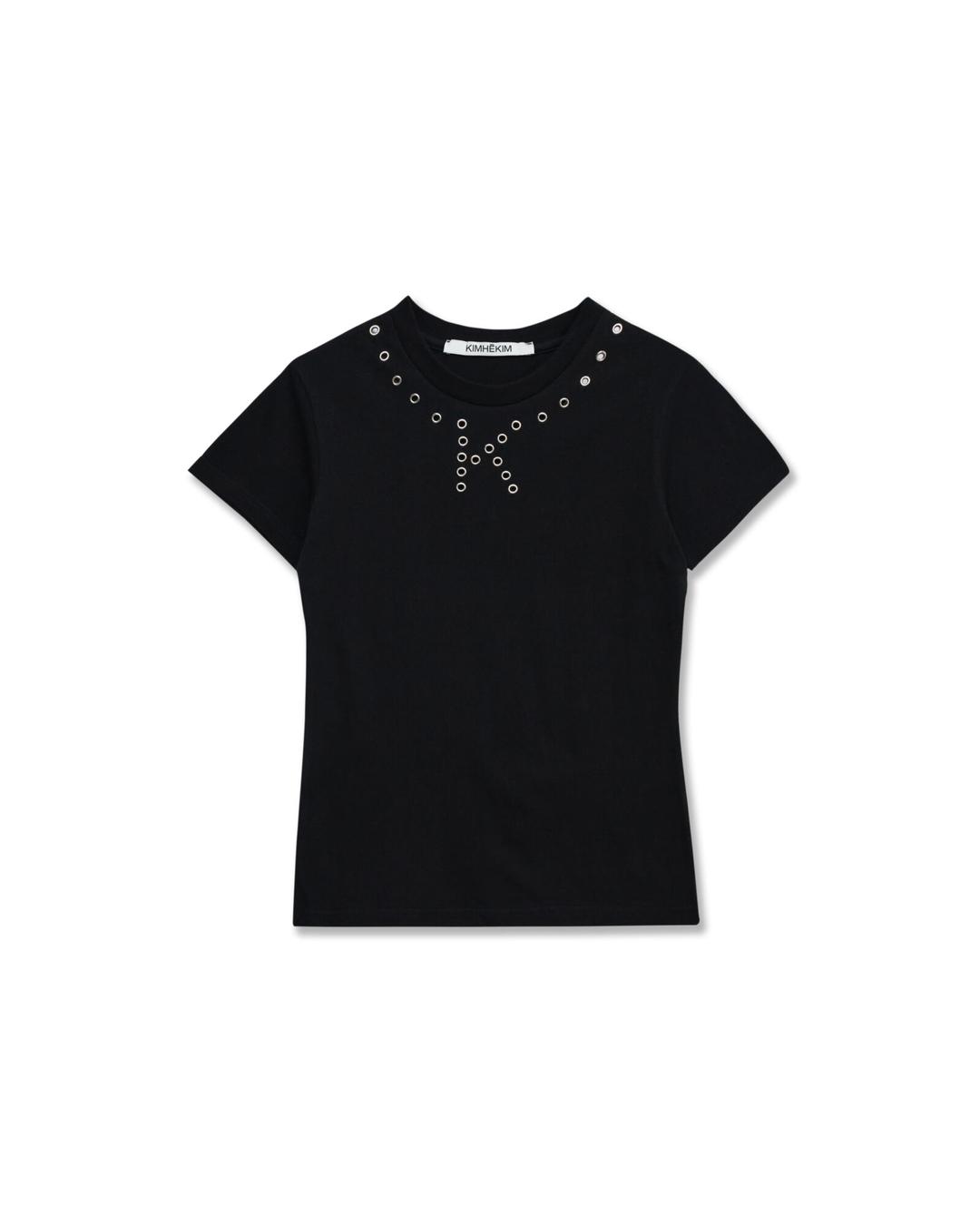 Eyelet K Slim T-Shirt (Black)