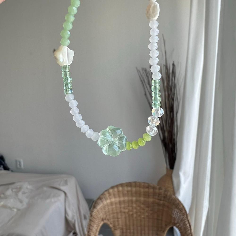 행운 가득한 하루 네잎클로버 비즈 팔찌 (2color)