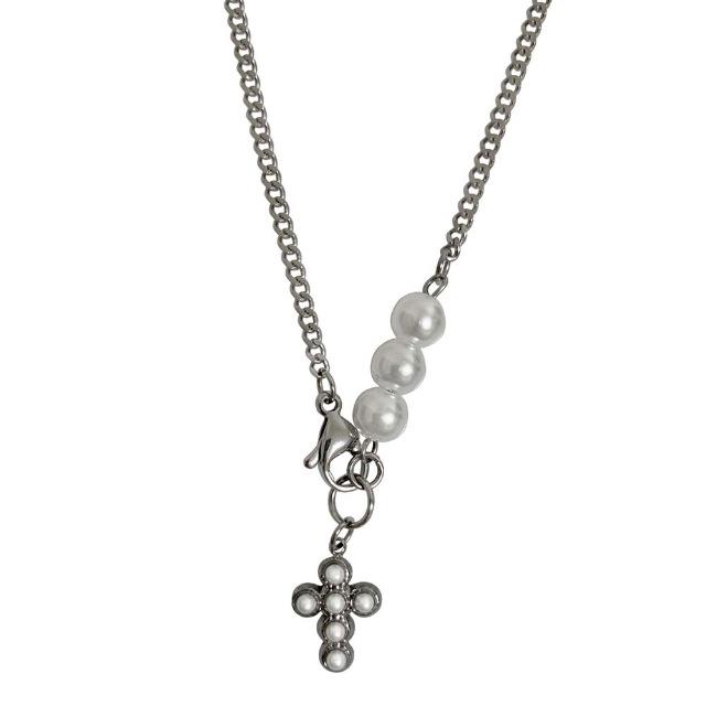 pearl cross necklace