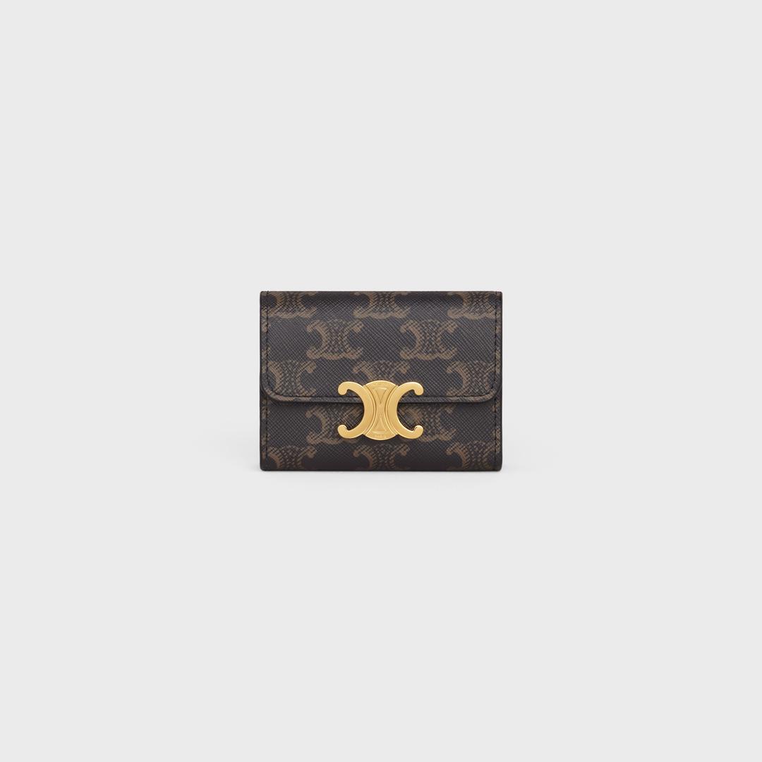 COMPACT WALLET WITH COIN in triomphe canvas