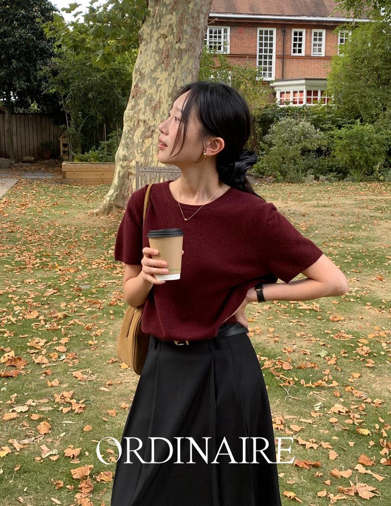 [ordinaire] 레터 앙고라 반팔니트 (네이비/단독주문시오늘출발)