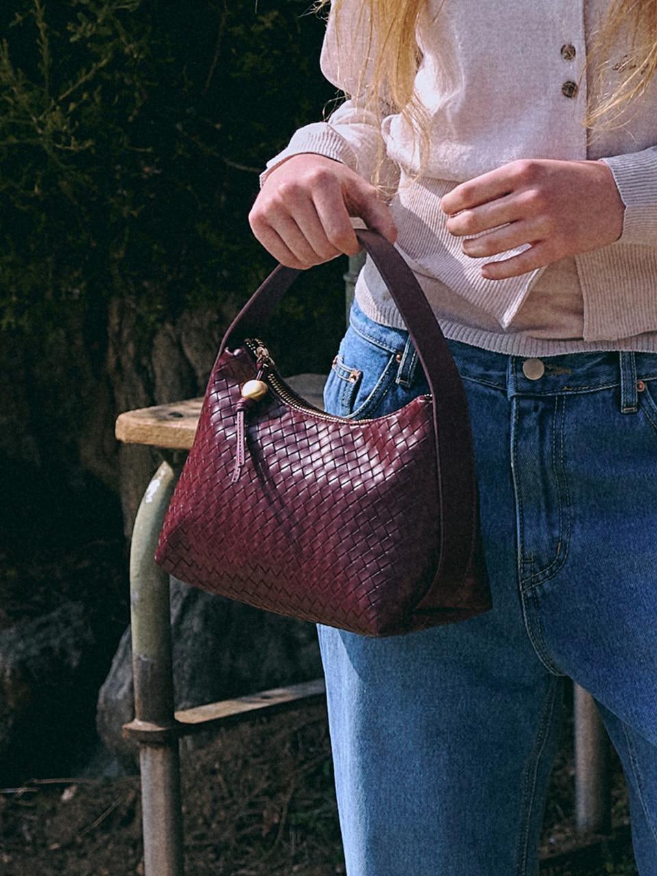 Jane Weaving Tote Bag [DEEP BURGUNDY]