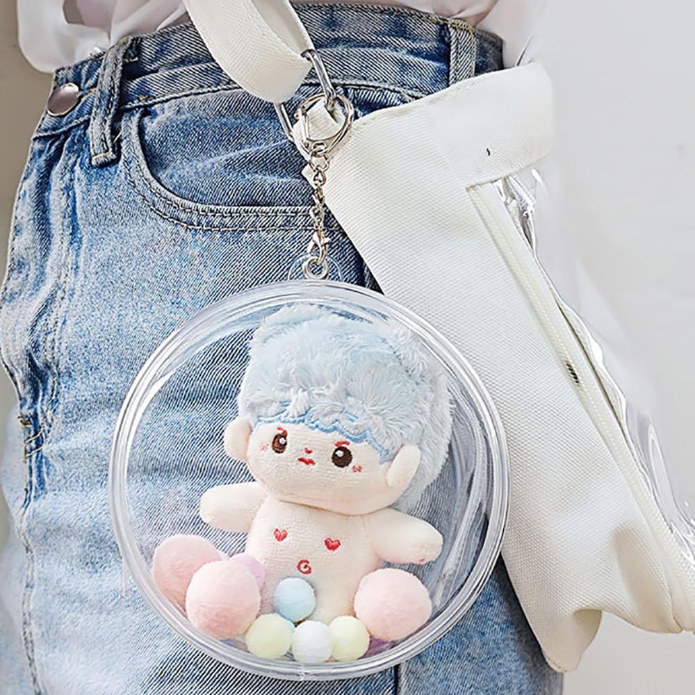 5cm 10cm 솜인형 원형 투명 인형 파우치 키링 외출 보관 가방