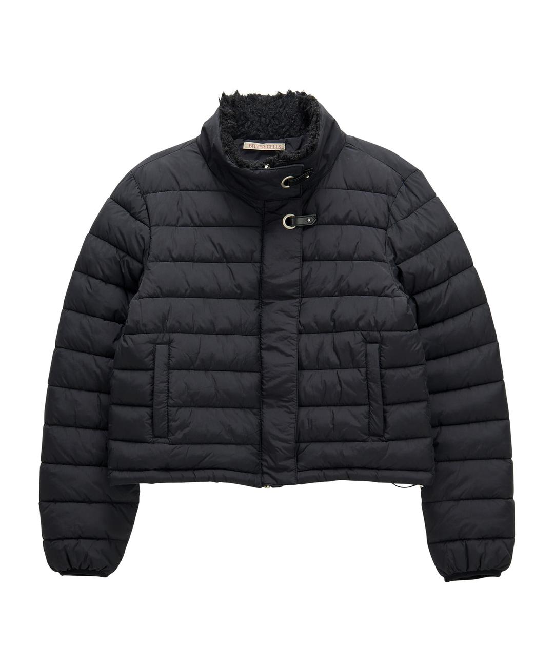 Hairy Neck Light Puffer Jacket-Black