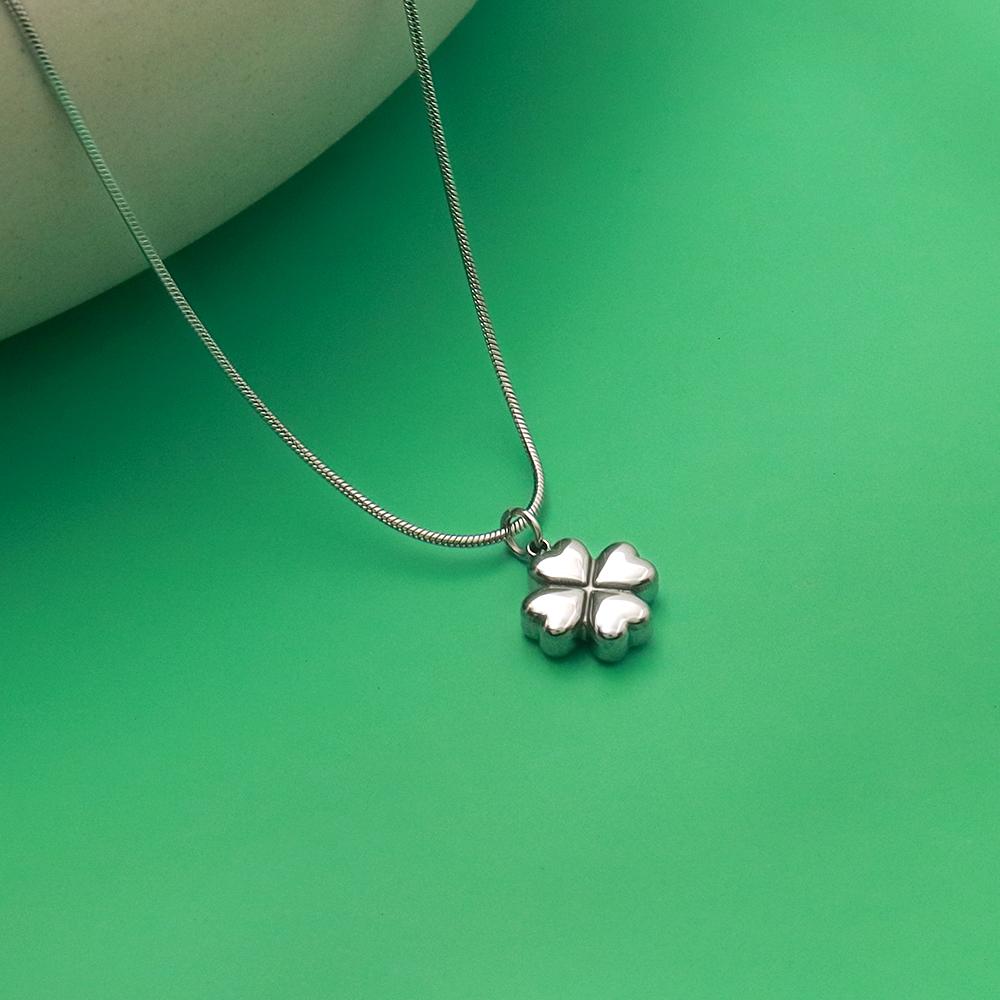 [선물포장/써지컬스틸] 행운의 하트 클로버 이니셜 목걸이