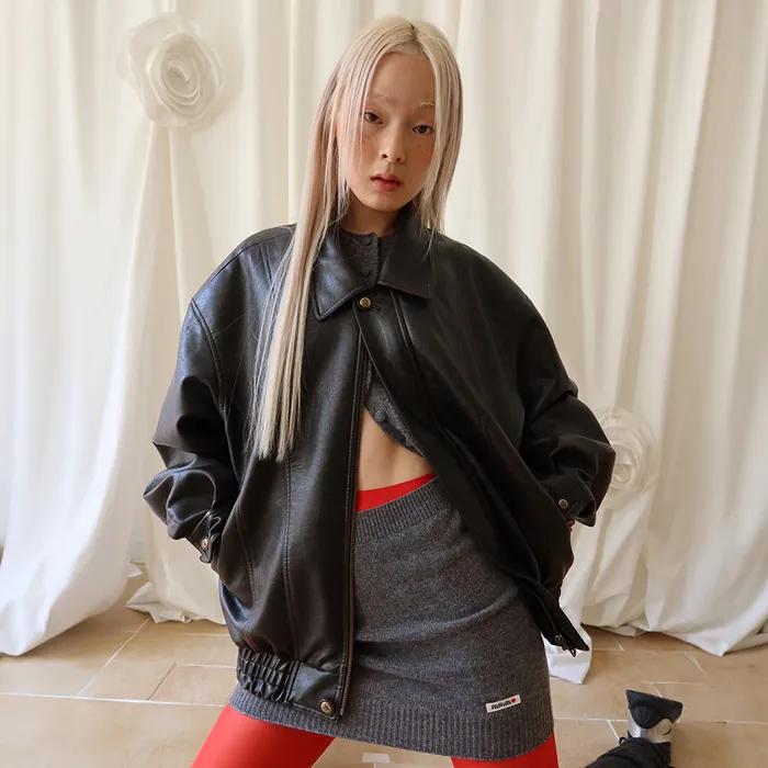 [2차, 12/15 예약배송] Leather Bomber Jacket_Brown