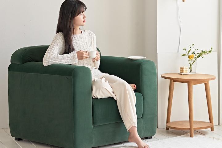 [단독] 코지 1인용 아쿠아텍스 패브릭 소파 4colors