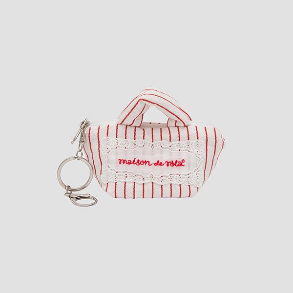 로라로라 MAISON DE ROLA STRIPE MINI BAG KEYRING RED