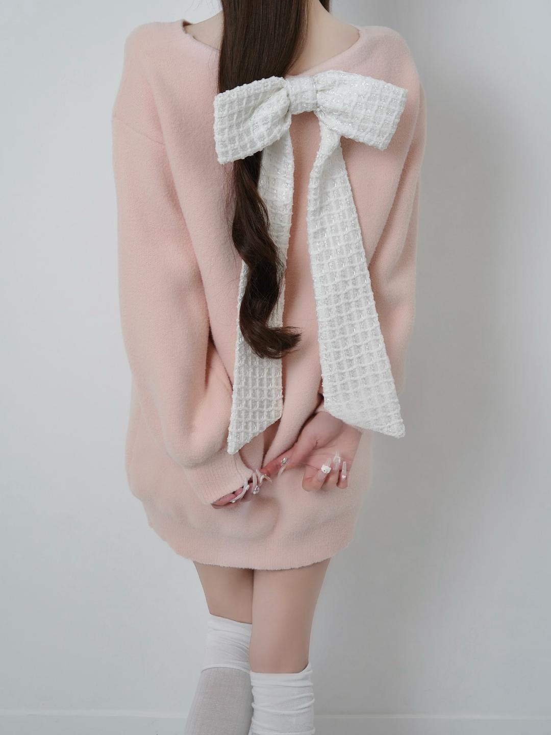 Lumignon original ♥ Tweed ribbon pullover【ピンク】 | Lumignon