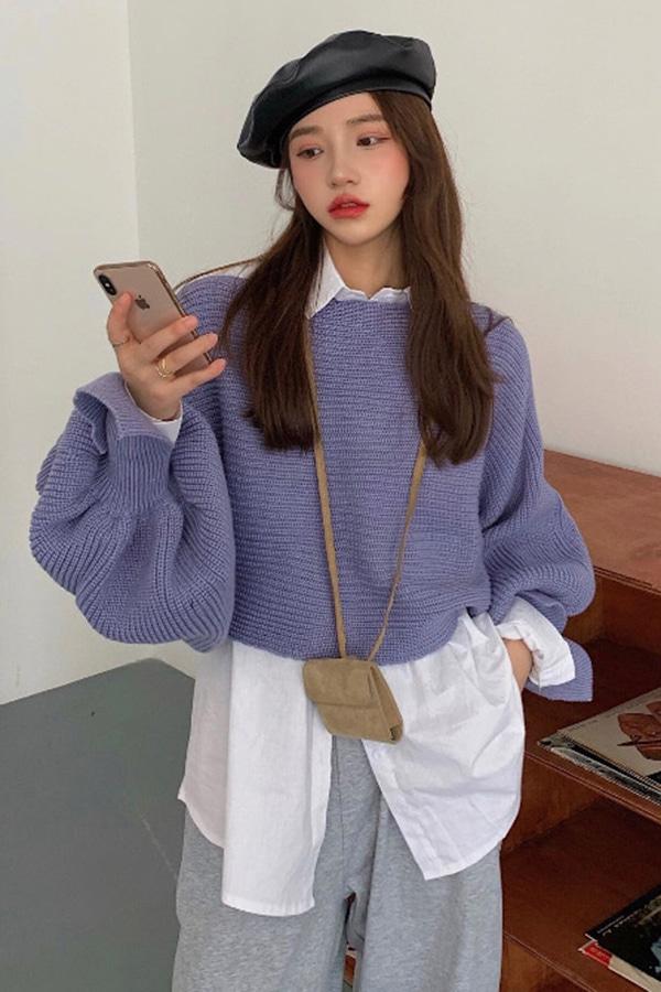 보이트 오버 루즈 보트넥 니트 스웨터 탑