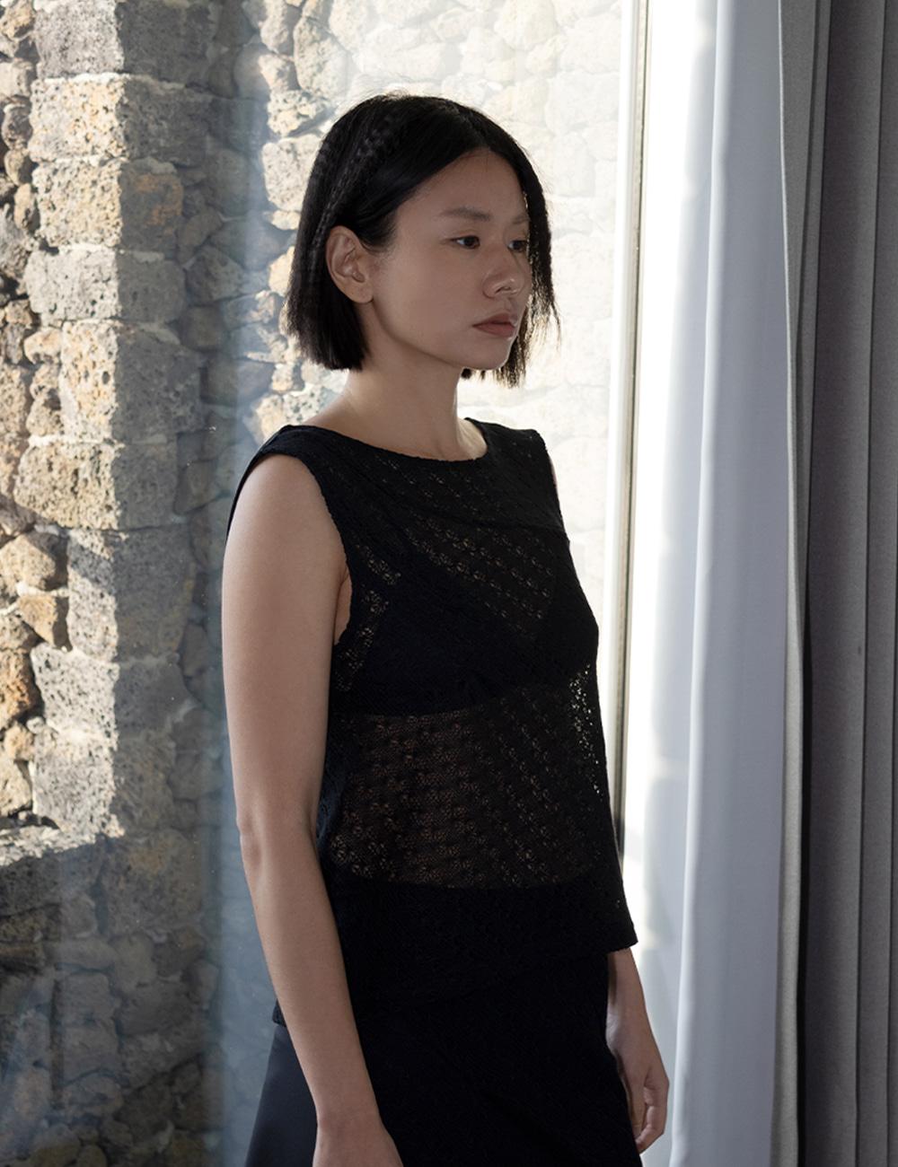 Scratch Drape Knit Tank in Black