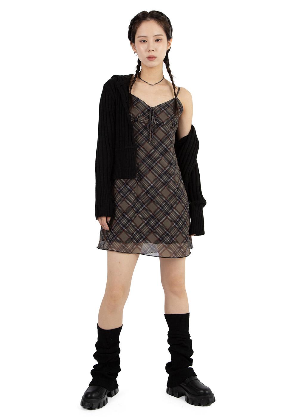 CHECK CHIFFON DRESS