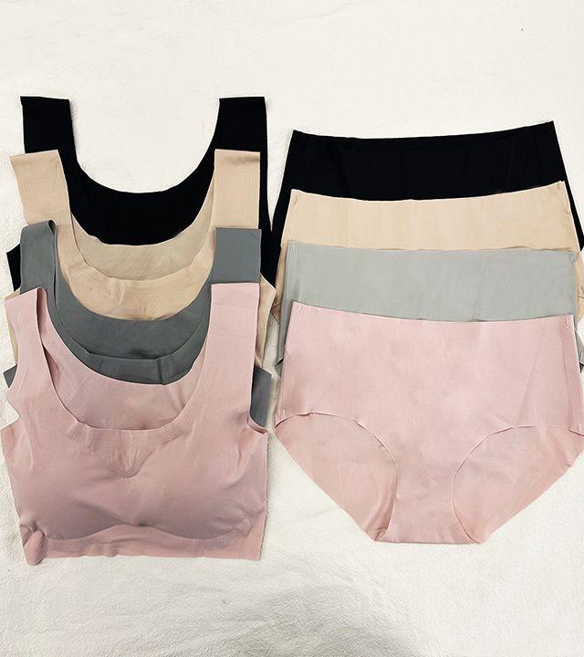 [SET] 노와이어 심리스 브라탑 노라인 무봉제 팬티 여성 속옷 세트 넓은끈