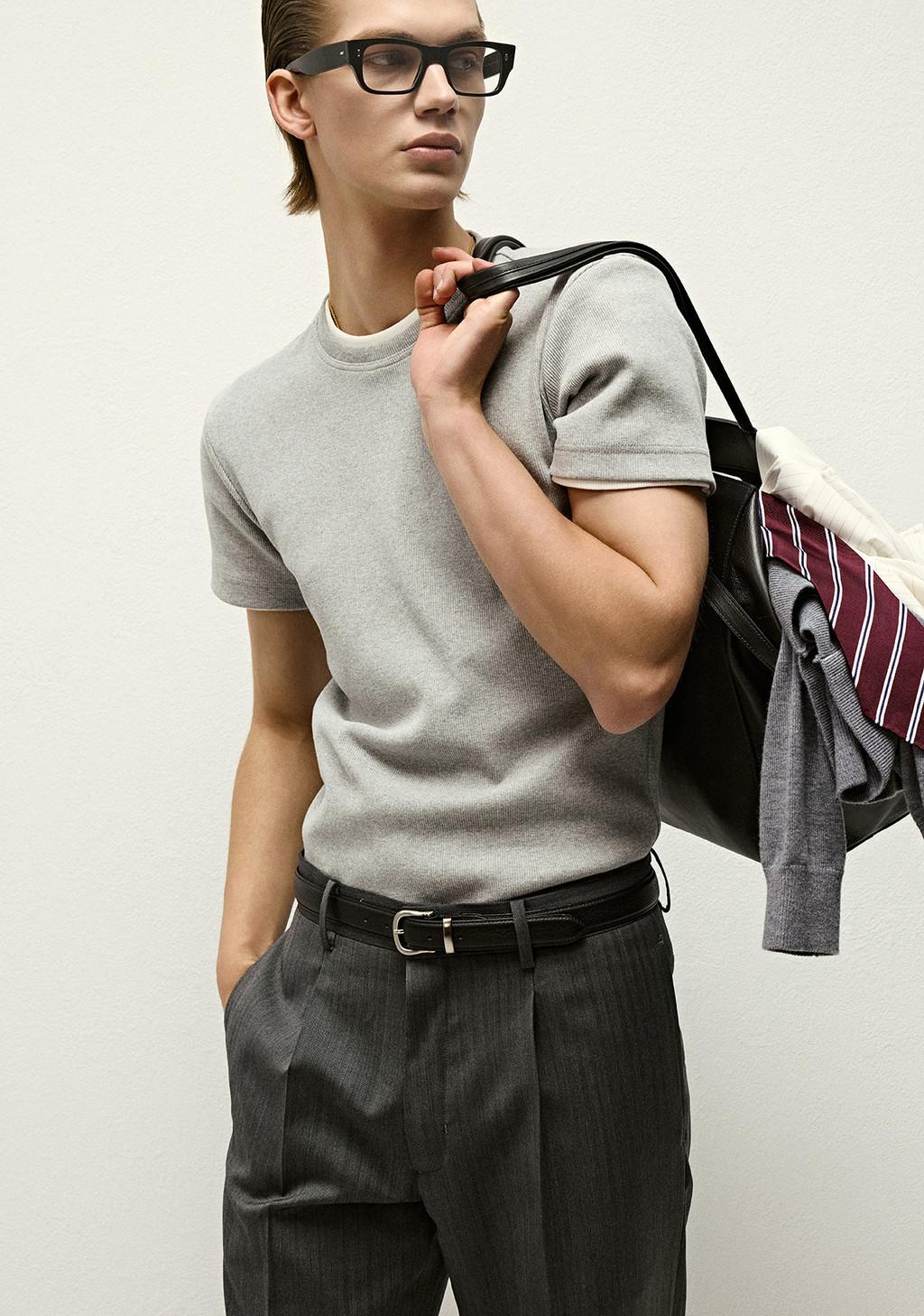 (세비지) Slim Fit Round Neck Jersey Tee - Grey