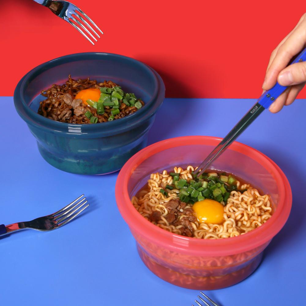 [신상] [2종 컬러선택] 1200ML 전자레인지 라면용기 원형 푸쉬락(지켜락) 12컬러